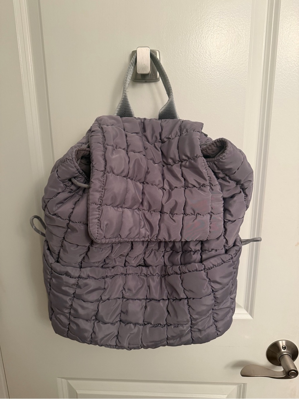 Quilted Lavender Puffer Backpack Tote - Women
